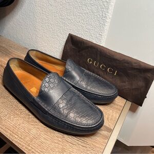 Gucci loafers for men in navy blue
